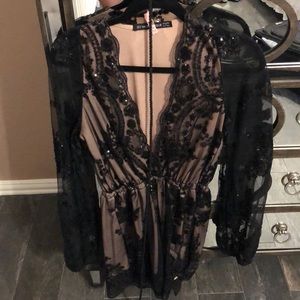 Dressy low cut sequin romper